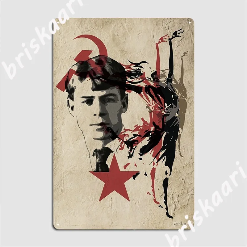 Angela Isadora-carteles de hojalata para fiesta en casa, carteles de Metal, pintura Mural personalizada, de la historia del amor soviético, sargento Yesenin