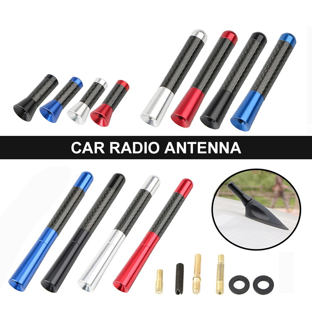 Universal Car Roof Antenna 3.5/8/12cm Carbon Fiber Radio Aerial Antenna with M3 M4 M5 M6 Screws Car Exterior Decoration