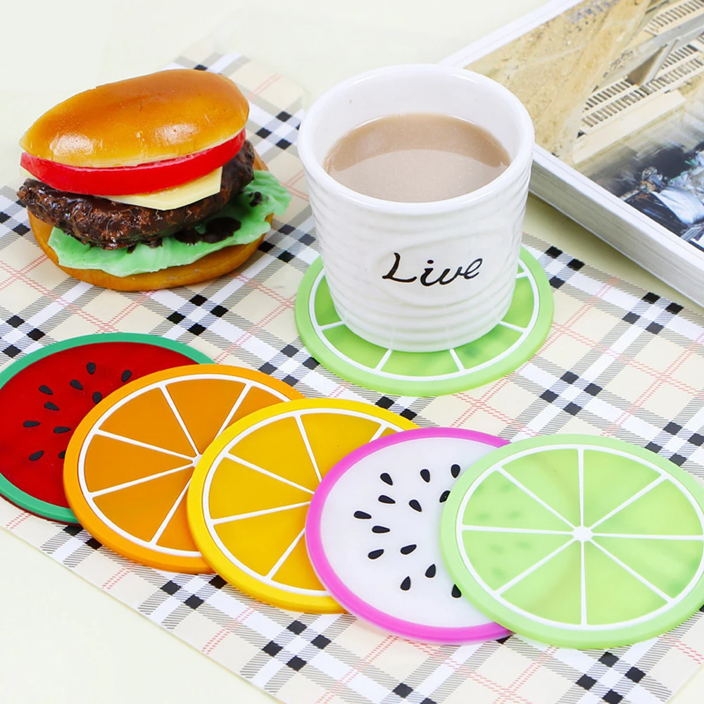 1pc/set Colorful Mini coaster for table desk hot Silicone cup mat placemat stand hot fruit drink Pad for kitchen Pad Slip Holder