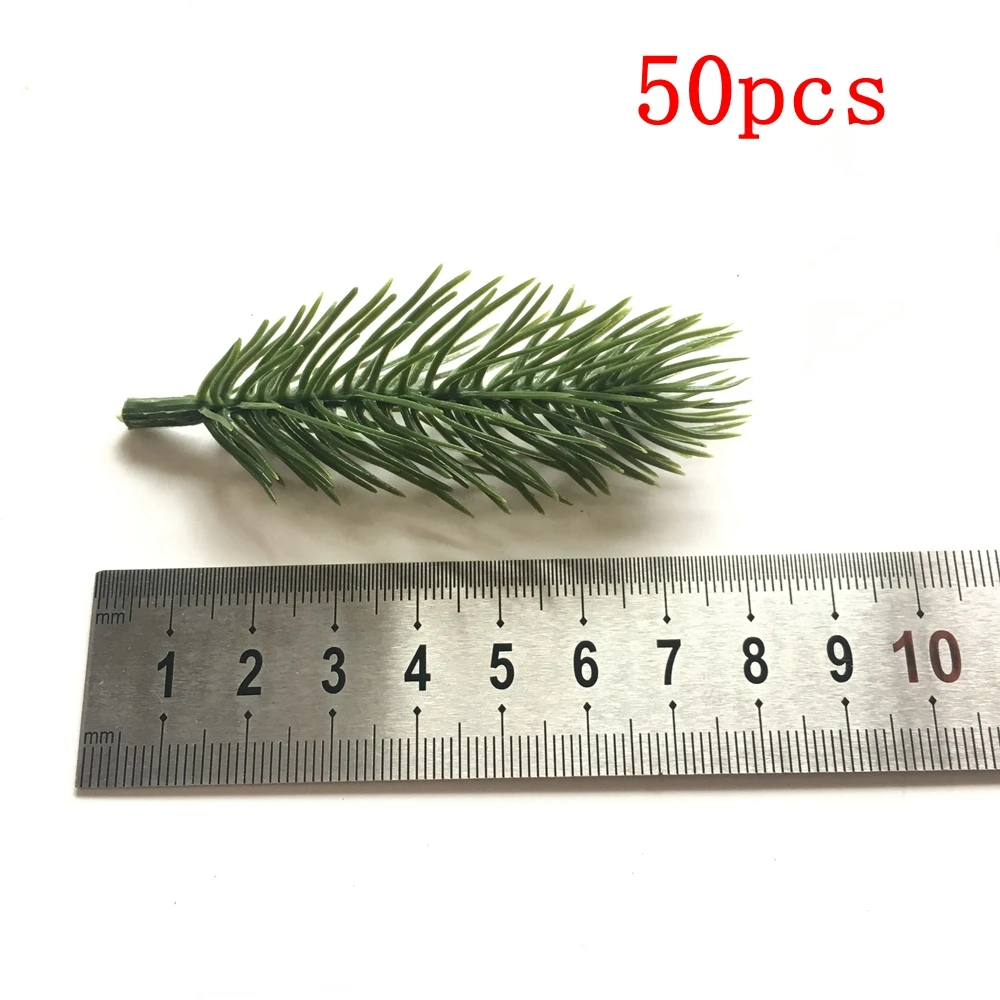 50 Stück Kunststoffpflanzen, künstliche künstliche Tannenzweige, Weihnachtsbaum, Hochzeit, Party, Dekorationen, DIY, Handwerk, Zubehör, Geschenkbox – Detail 8