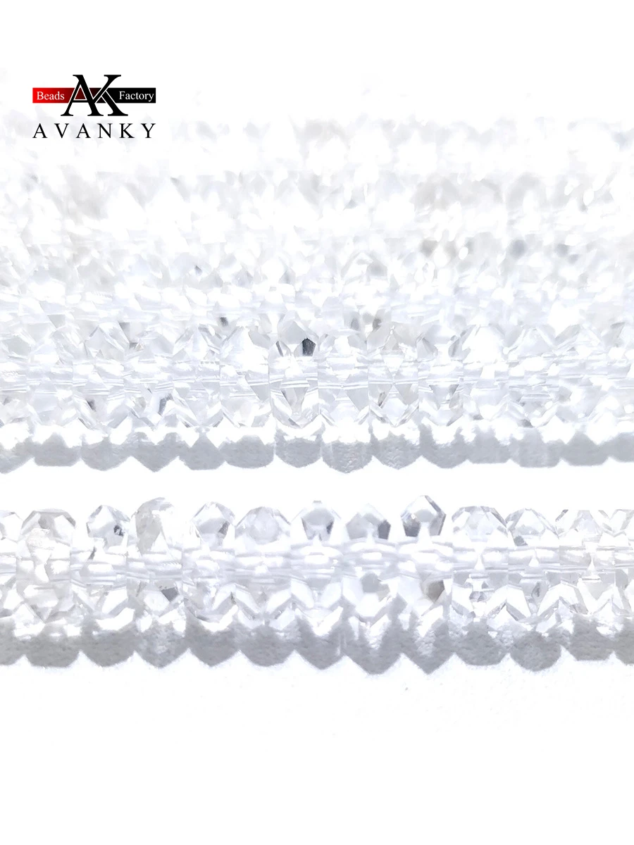 Natural Stone Faceted White Crystal Beads Small Section Loose Spacer for Jewelry Making DIY Necklace Bracelet 15'' 3x4mm 4x6mm