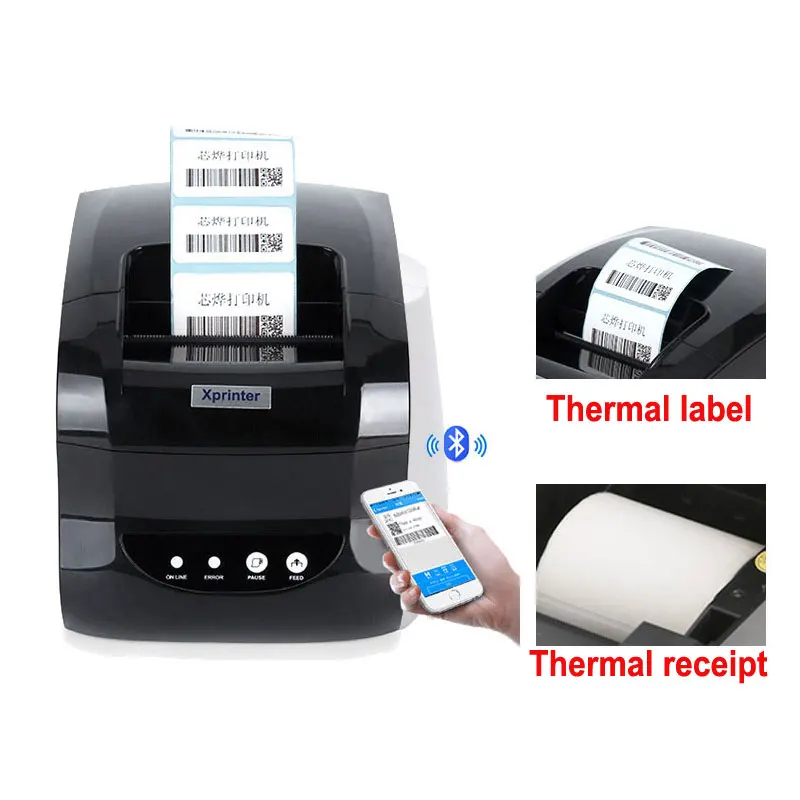 Xprinter XP-365B Thermal Label/Receipt Printer Bluetooth Mobile Ethernet Printing 20mm-80mm Barcode Paper 127mm/s  360B