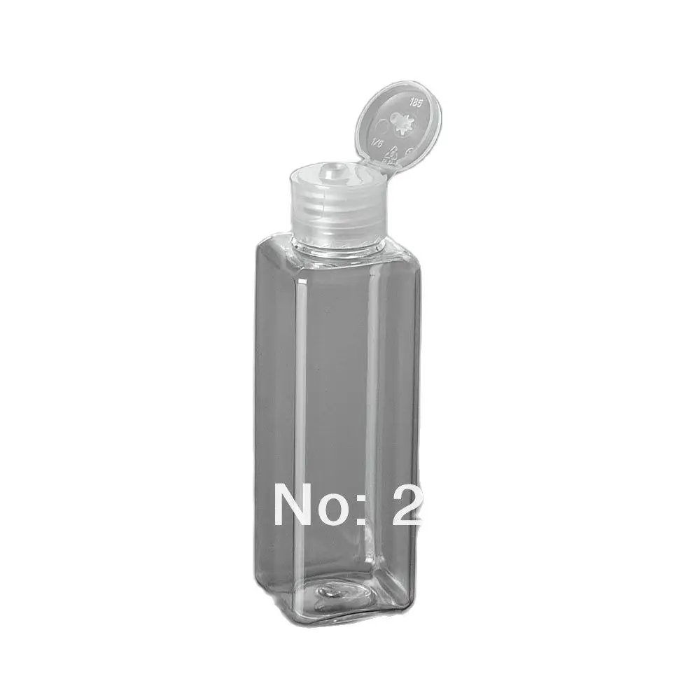 

100ml TRANSPARENT SQUARE PET BOTTLE or blue toilet water bottle or lotion bottle with flip lid