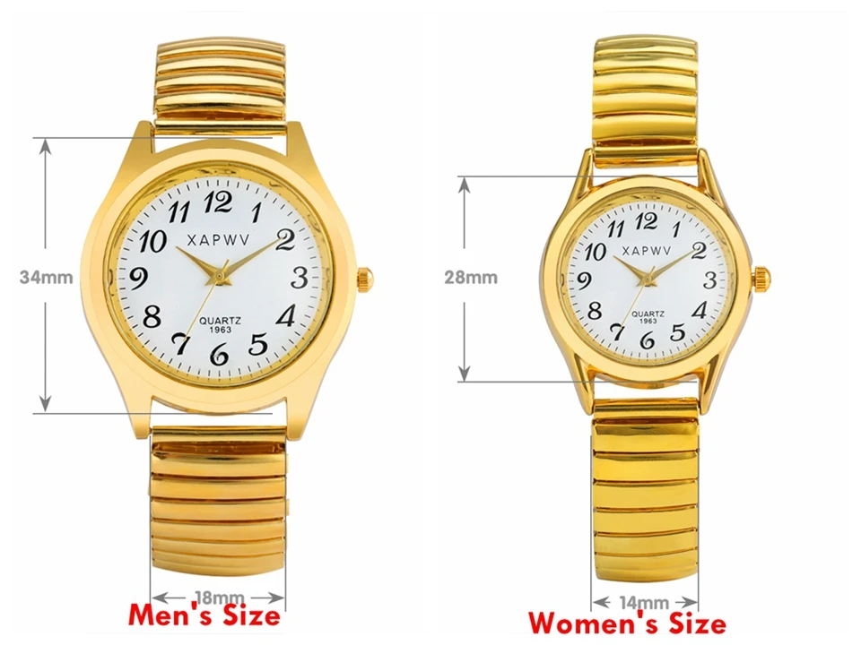 Couple Watch Noble Golden Mens Watches Elastic Strap Quartz Watch Simple White Arabic Numerals Dial Bracelets Watches for Women