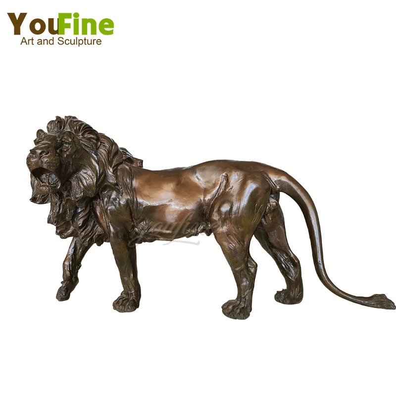 

29.6" Bronze Lion Sculpture Bronze Cast Sculpture Wildlife Art Bronze Lion Statue For Home Office Decoration Ornament Crafts