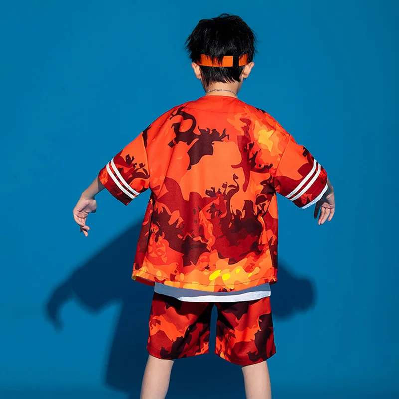 Vêtements de danse Hip Hop pour enfants, tenue de Rave Orange, vêtements de danse de rue de styliste, Costume de spectacle, vêtements de Festival JL3212