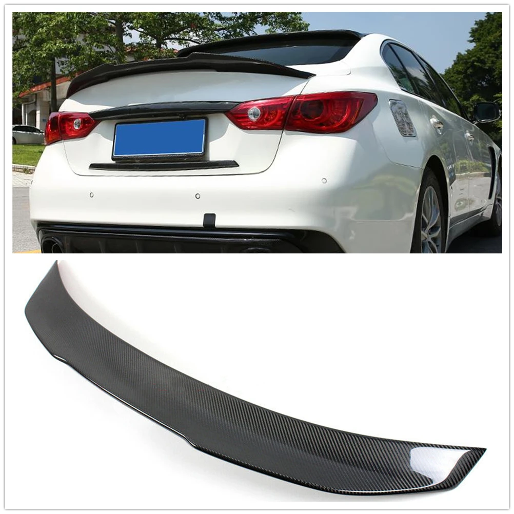 

Trunk Rear Spoiler Wing For Infiniti Q50 Sedan 2014-2023 PSM Style Real Carbon Fiber Car Tailgate Lid Decklid Trim Splitter Lip