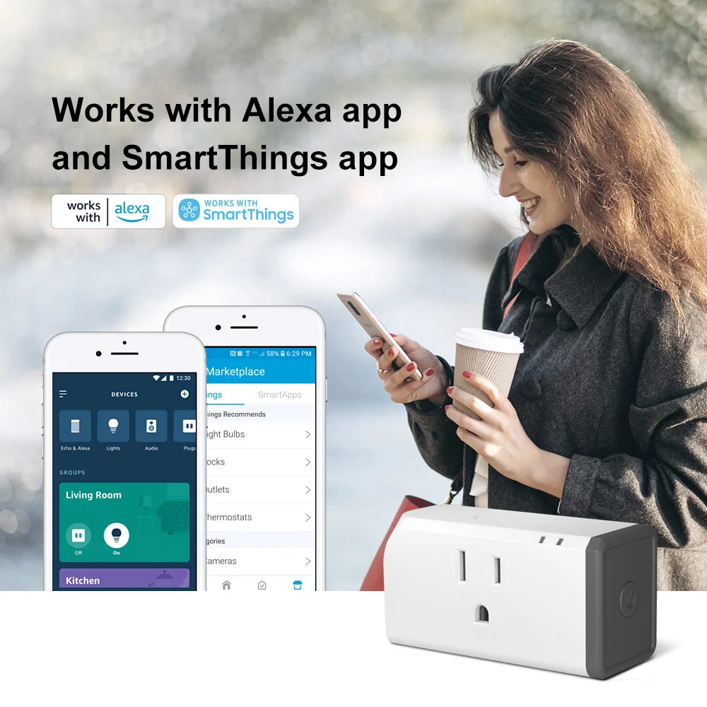 SONOFF S31 Lite ZB 15A ZigBee US Smart Plug Беспроводная розетка работает с SmartThings Hub eWeLink Голосовое управление через Alexa