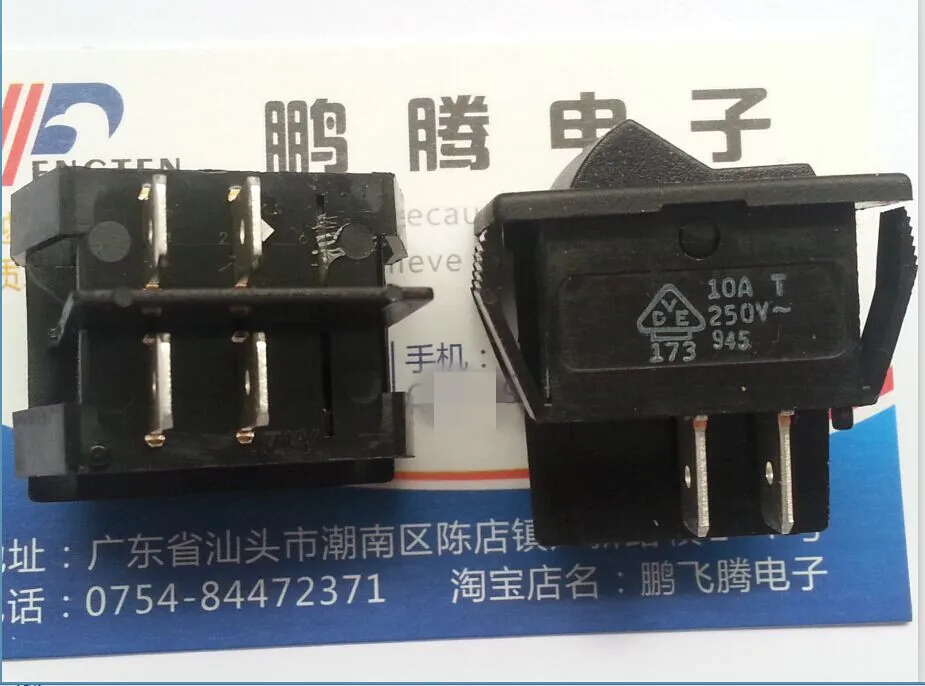 1PCS  Imported US ITW high current ship type (shaped) switch 4 feet 2 gear rocker power switch 16A250V