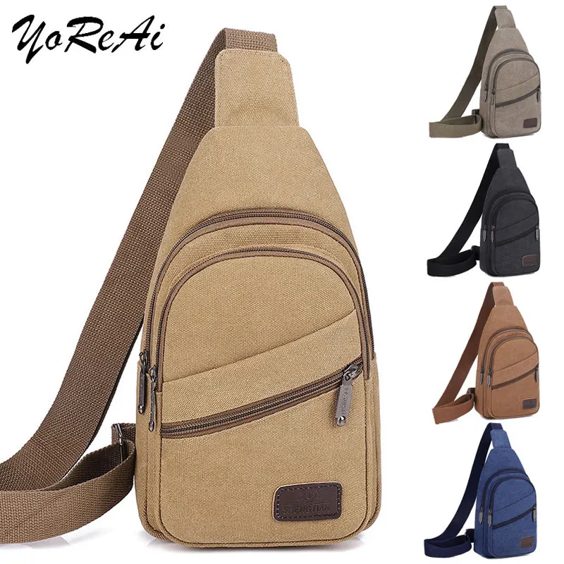 YoReAi Men Shoulder Bags New Waist Packs Sling Crossbody Pack Outdoor Sport Chest Packet Daily Picnic Canvas Messenger Bag Bolsa