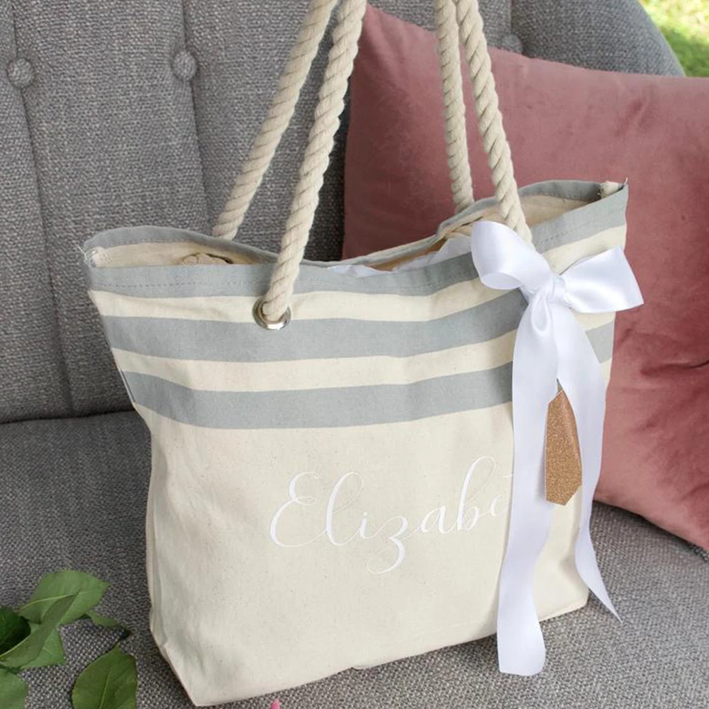 

Custom Name Bag Personalized Junior Bridesmaid Mini Beach Bag Flower Girl Gift Beach Tote Bag Flower Girl Gift Bag