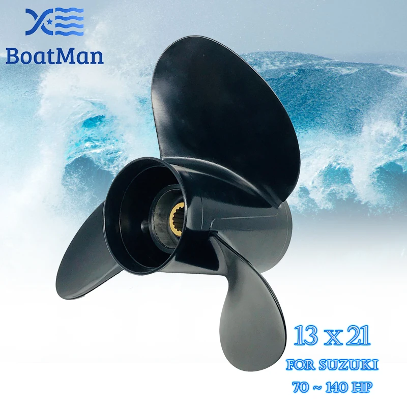 Boat Aluminum Propeller 13x21 For Suzuki Outboard Motor 70-140 HP 15 Tooth Spline Engine Part Factory Outlet 58100-95530-019