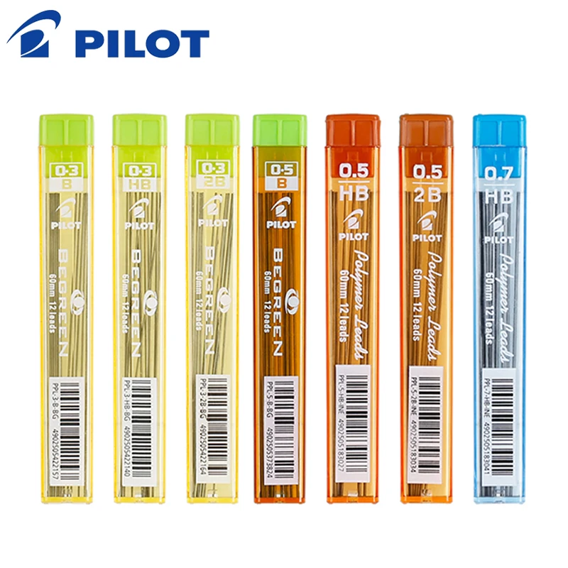 8pcs PILOT Polymer Lead  Mechanical Pencil Refills 0.3 mm/0.5 mm/0.7 mm 60mm 2B/HB PPL-3/5/7