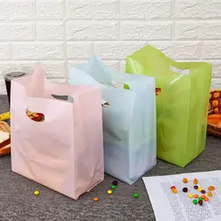 50pcs Thick Plastic Bags 20x30x10cm Solid color Jewelry Packaging Bags Shopping  Plastic Gift Bag with Handle packaging bags