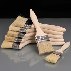 Pinceau de peinture avec manche en bois pour mur et meubles, ensemble de pinceaux d'artiste, outil de barbecue, 1 po, 2 po, 4/6 po, 5 pièces