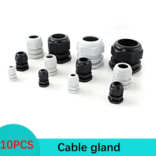 Prensaestopas de Cable impermeable, 10 Uds., entrada de Cable IP68 PG7 para conector de plástico de nailon blanco y negro de 3-6,5mm PG9 PG11 PG13.5 PG16 PG19/21