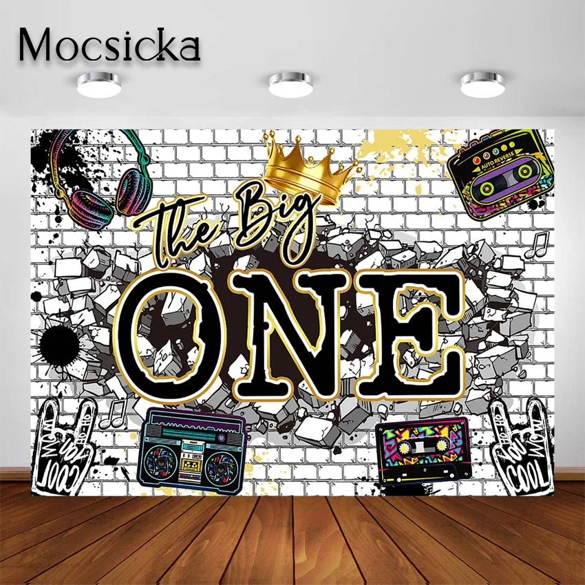 

Mocsicka The Big One Backdrop Hip Hop Theme 1st Birthday Party Decorations Old School Rap Notorious Big One First Biggie Bday