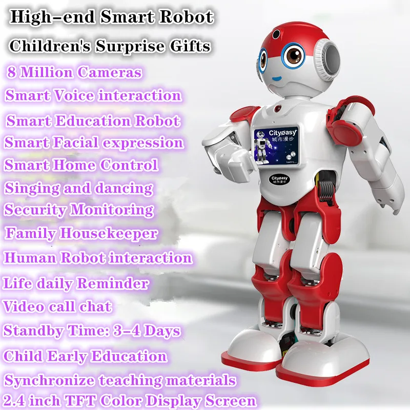 NEW Smart Robot Video Ai Voice Interactive Toys Robot Touch Screen Face Recognition Education Robot High-end Robot Inteligente