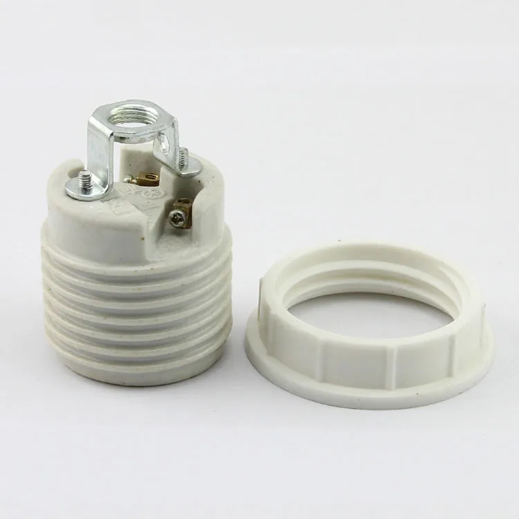 Screw  E14 E27  Ceramic Porcelain Socket Light Bulb Holder for E14 E27 with Ring, 110V 220V