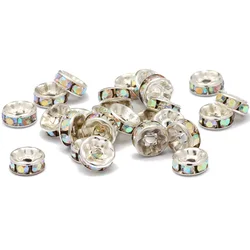 50pcs/lot 4 6 8 10mm Round Rhinestone Rondelles Crystal Beads Loose Spacer Beads for Jewelry Making DIY Bracelet Accessories