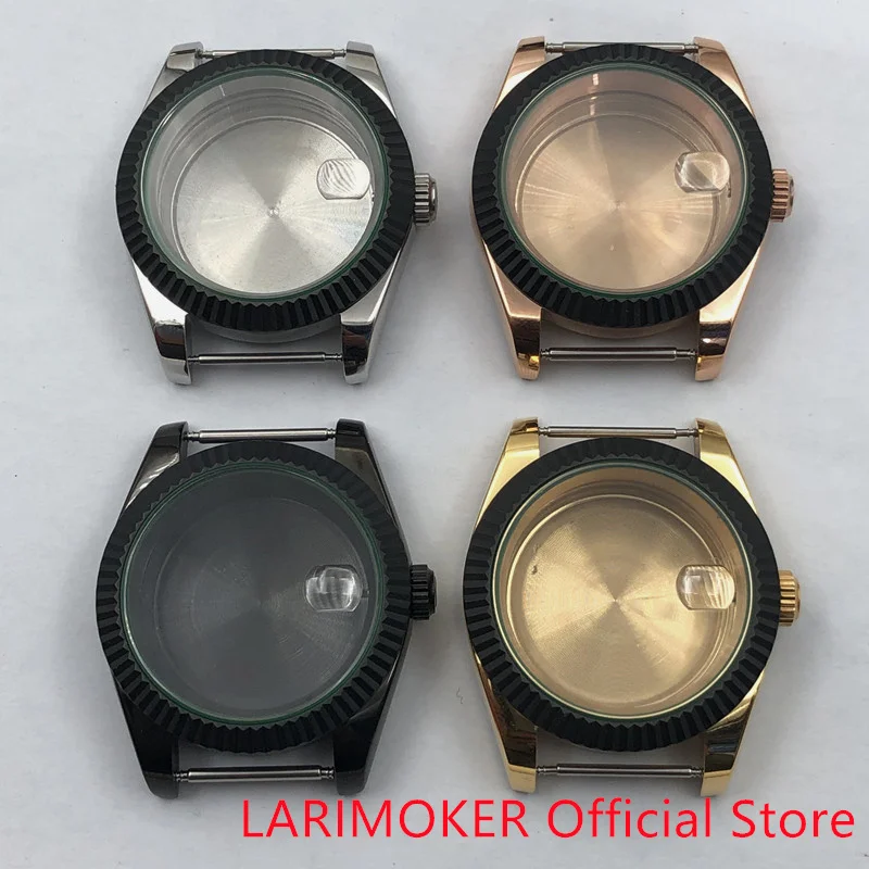 

LARIMOKER 36/39MM Automatic Steel Polishing Man 24 Jewel Black Tooth Edge Watch Case NH35 NH36 PT5000 Sapphire Crystal