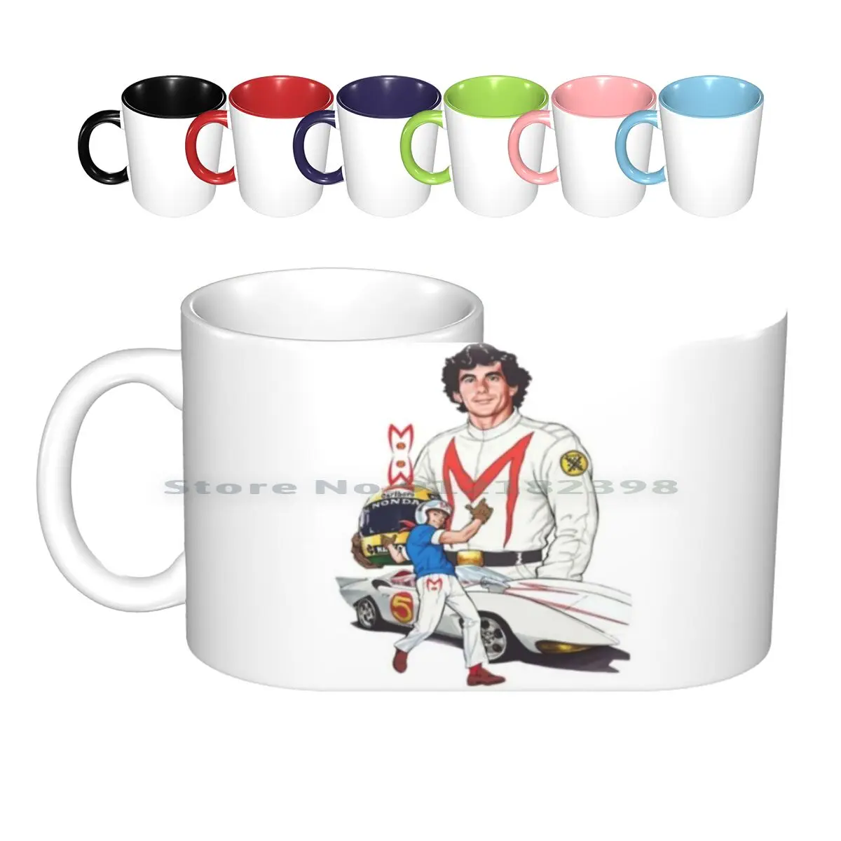 Mach 5 1967 5 Ceramic Mugs Coffee Cups Milk Tea Mug Cartoon Saturday Morning 1960s 60s Japanese Racer Chim Chim Spridle 60s