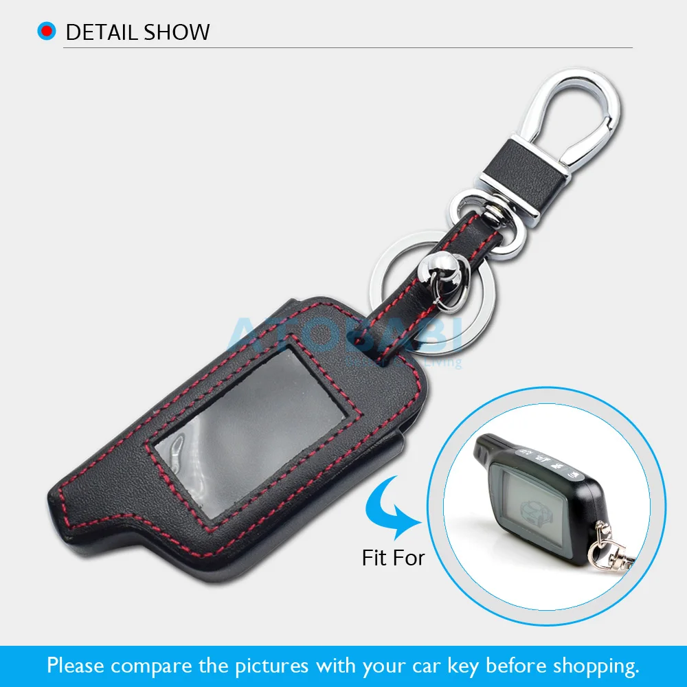 Leather Car Key Case For Tomahawk X3 X5 Two Way Car Alarm System LCD Remote Control Shell Bag Keychain Protect Cover Accessories