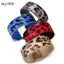 ALLYES Colorful Snake Leather Bracelets for Women Boho Animals Leopard Pattern Wide Bracelet Bangle Punk Statement Jewelry