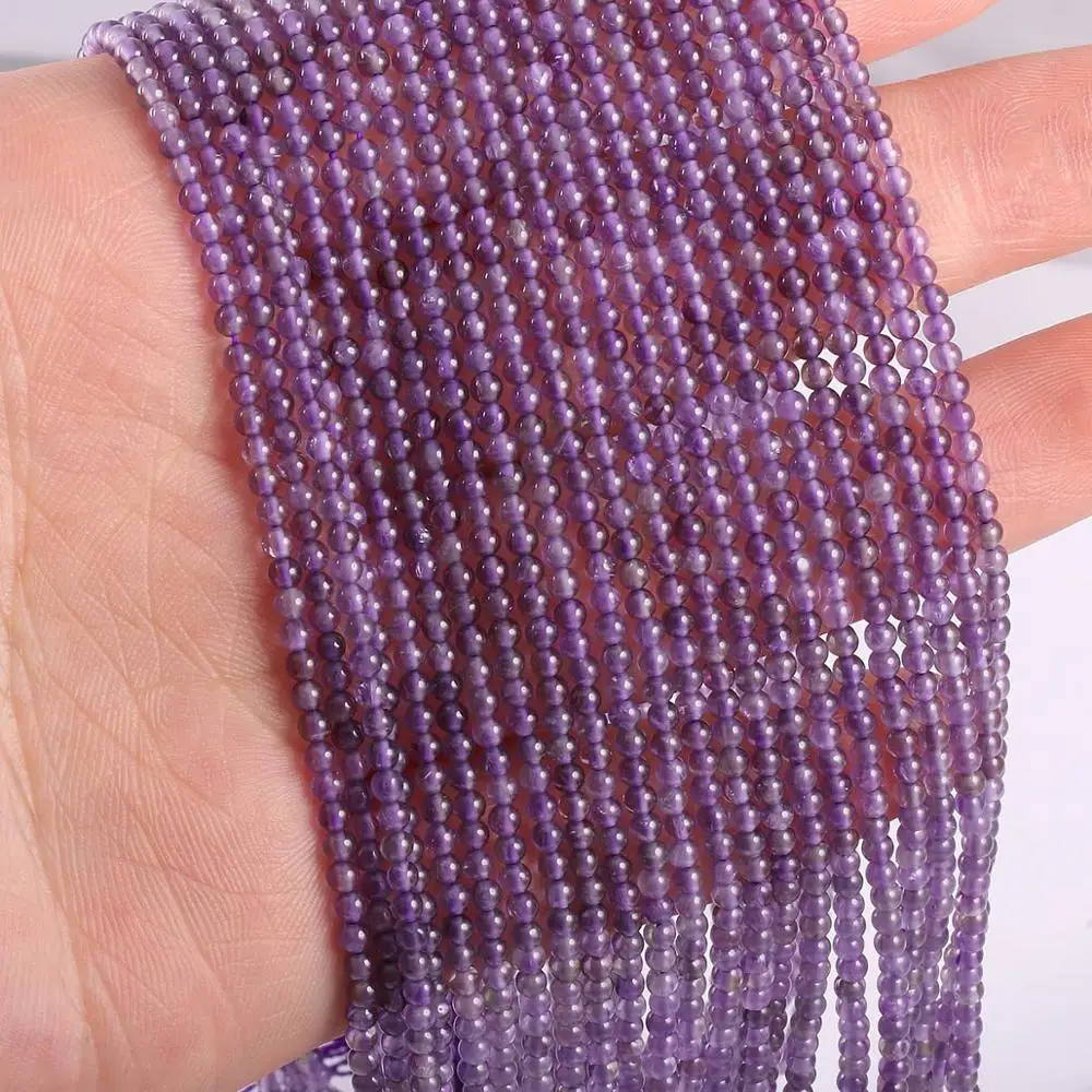 

Wholesale Natural Stone Beads Amethysts Beaded for Jewelry Making Beadwork DIY Necklace bracelet accessories 2mm 3mm