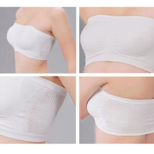 New Women Summer Solid Color Tube Top Seamless Strapless Bra Bandeau Comfortable And Breathable Tube Top Sports Bra No sponge