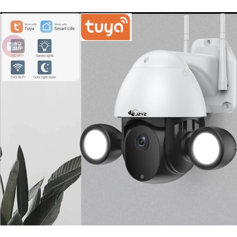 Tuya Camera Draadloze Binnenplaats 3MP Hd Home Garden Indoor Outdoor Humanoïde Trigger Flood Verlichting Cam Werken Met Google En Alexa