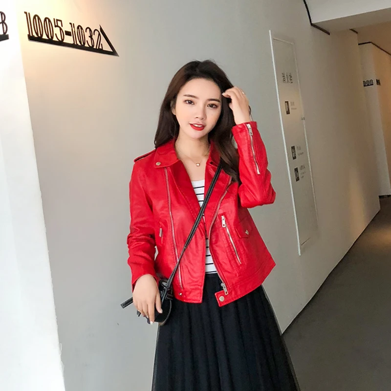 New Brand Autumn Women's Leather Jacket 2020 Korean Fashion Casual Slim Short Pu Jaqueta De Couro Biker Jacket PY057LW516