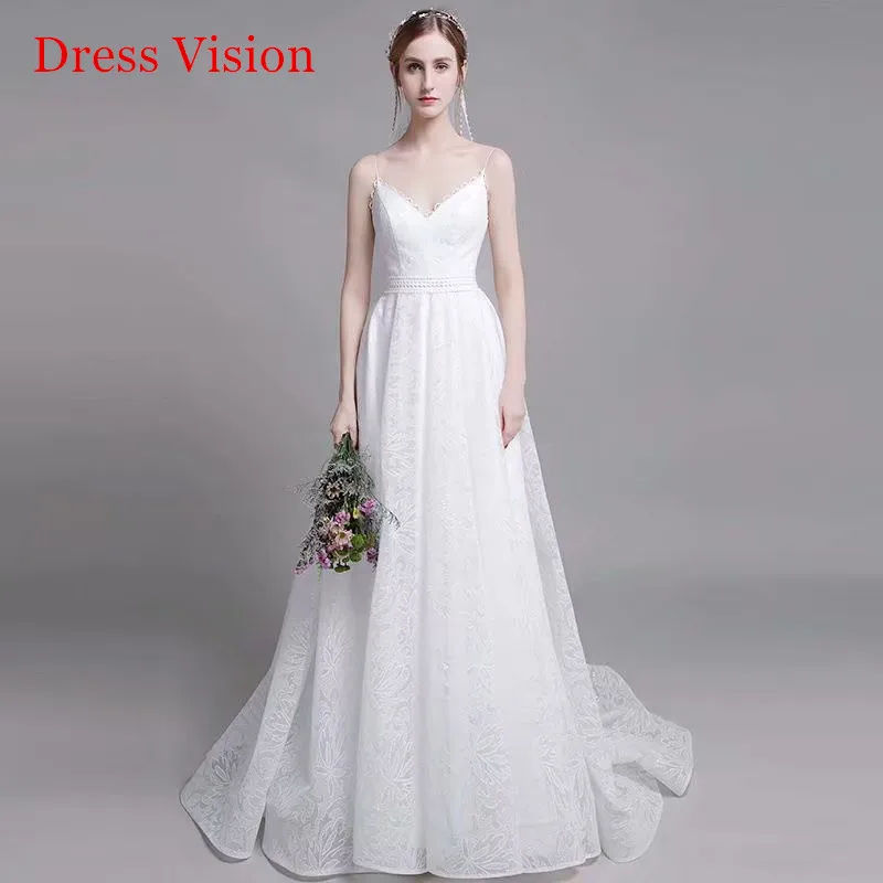 Vestido платье Espaguete Com Decote Em V de Noiva Vestido de noiva Vestido De Novia Robe De Mariage Sexy Sequin Do Laço Francês