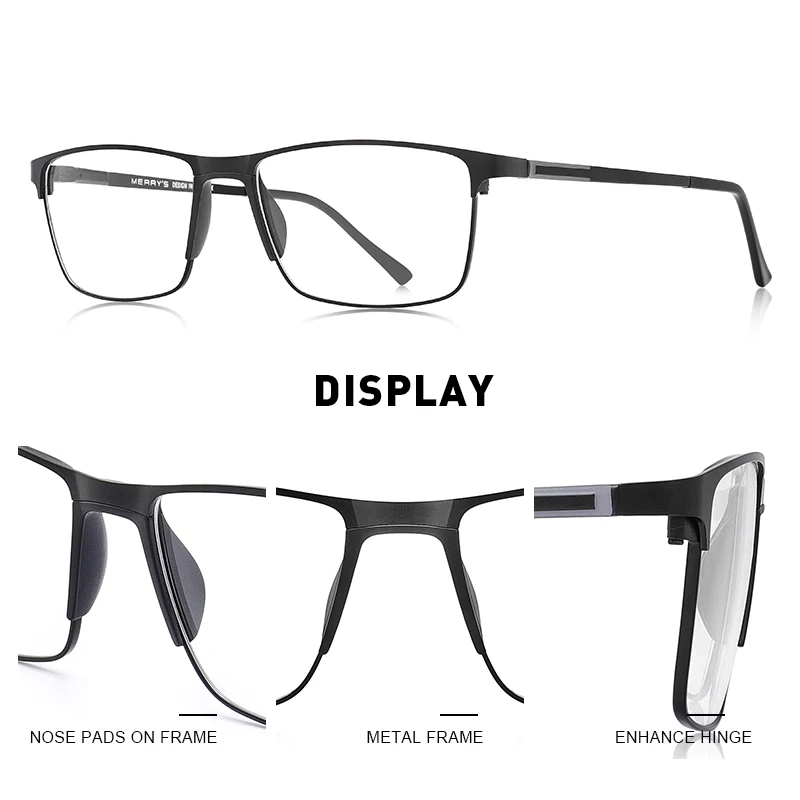 MERRYS DESIGN Men Prescription Glasses Square Myopia Prescription Eyeglasses Male Small Frames Optical Glasses S2037PG