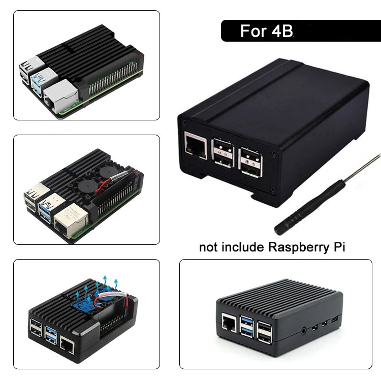 Caja para ordenador raspberry pi 4, carcasa para ordenador con montaje en Riel din de metal de aluminio personalizado