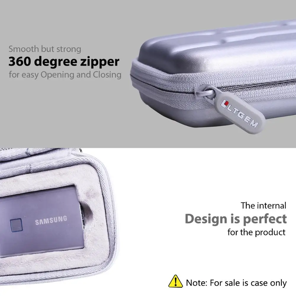 LTGEM EVA Серебряный Жесткий Чехол для Samsung T7 Touch портативный SSD-500GB-USB 3,2 (MU-PC500S/WW), серебристый)