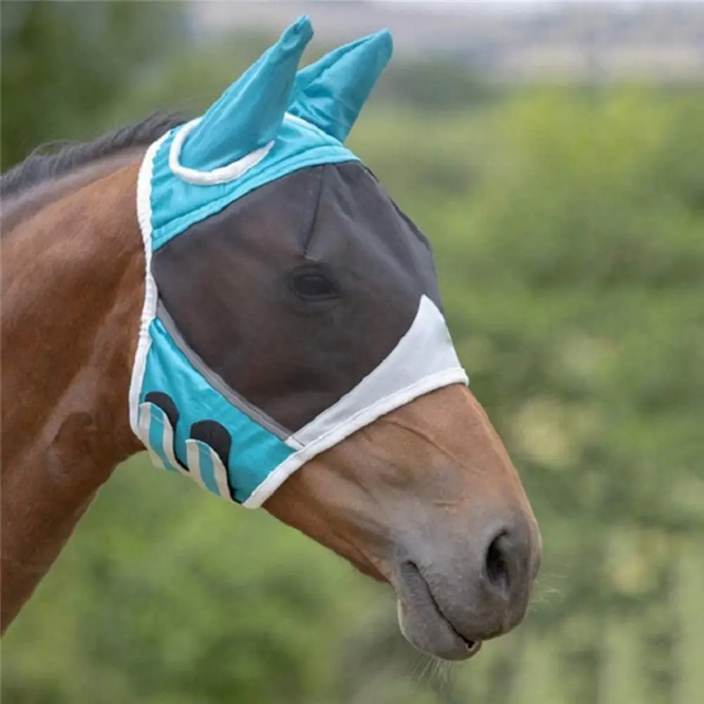 Horse Mask Anti-mosquito Breathable Mesh Animal Mask Elastic Horse Fly Cover Suitable For Livestock Decoration Equestrian Auppli