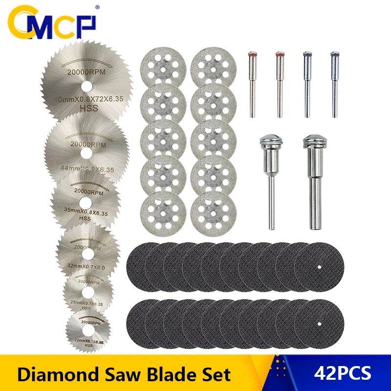 CMCP 42pcs Cutting Tool Saw Blades for Dremel Metal Cutter Power Tools Rotary Tool Wood Cutting Discs Drill Mandrel Cutoff