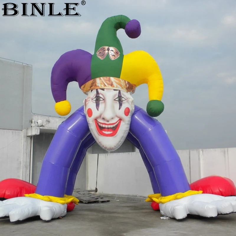 2020 hot sale airblown 5mx5m giant inflatable clown arch tunnel with 4feet for Halloween festival decoration