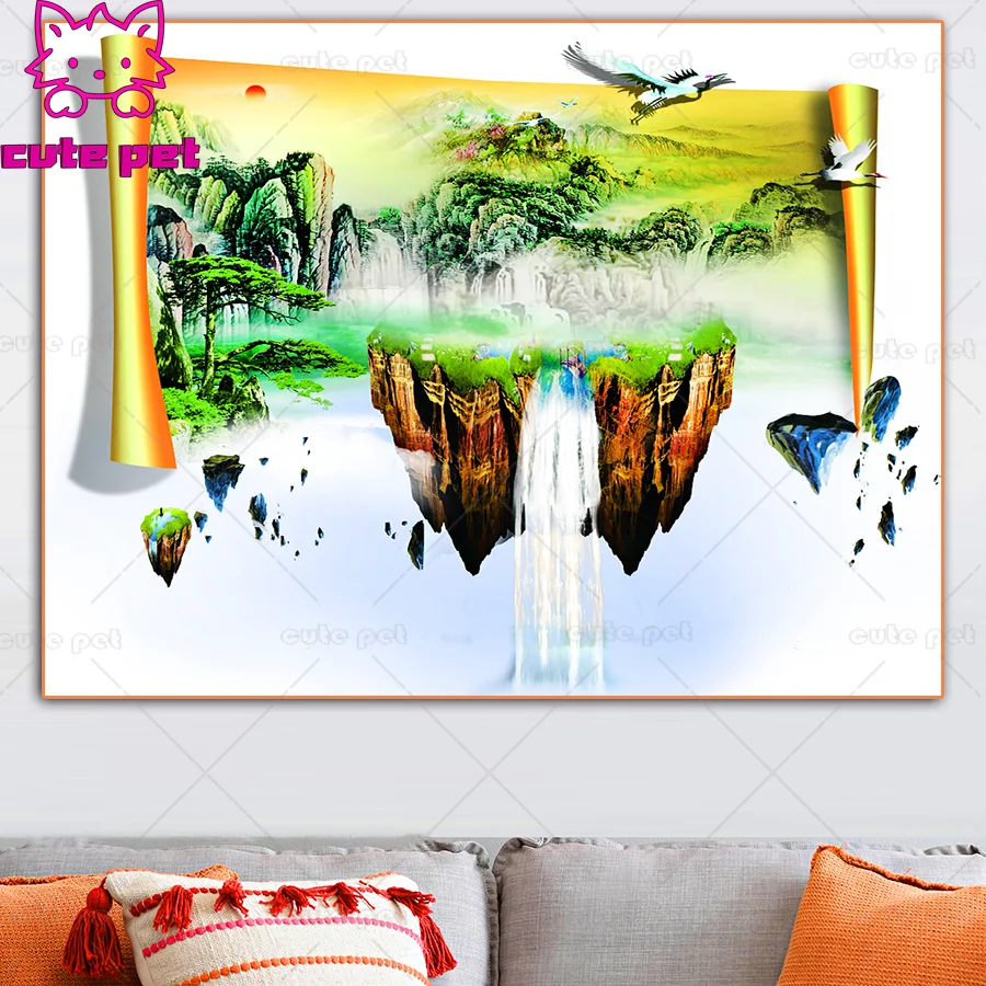 5d Diy diamond painting Cross Stitch Scroll sunset landscape scenery Draw full square drill diamond embroidery rhinestone mosaic