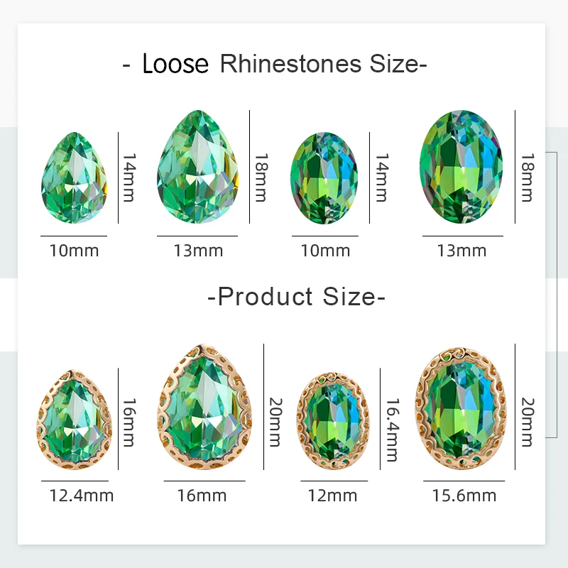 XIAOPU Laser Color Oval Shape Glass Stones New Design Sew On Rhinestones Jewelry Making Accessories Stone Copper Claw Set