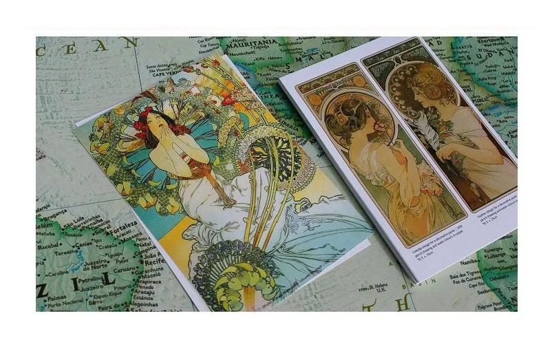 30 Pcs/Set Alphonse Maria Mucha Series Postcard ins Style Greeting Cards DIY Journal Decoration Stationery