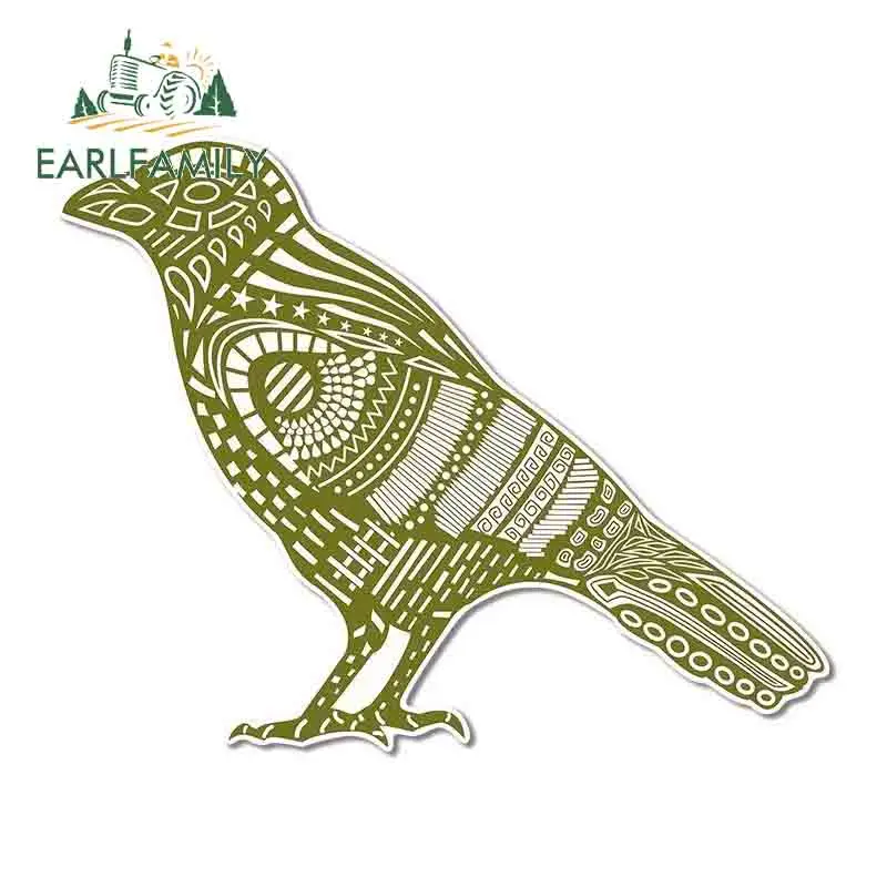 EARLFAMILY 13cm x 12cm Green Bird Raven Crow Decal Cartoon Animal Car Sticker for Truck Van Vehicle Glass Window Vinyl Graphics