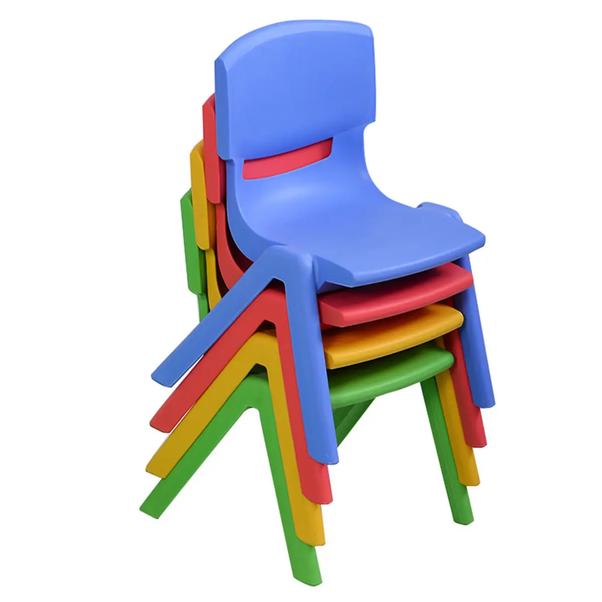 Costway Set of 4 Kids Plastic Chairs Stackable Play and Learn Furniture Colorful