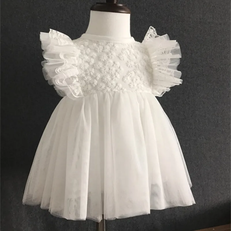 Ruffles Lace Newborn Baby Girl Wedding Pageant Dress Christening Gowns Princess Party Dresses Girls Clothes