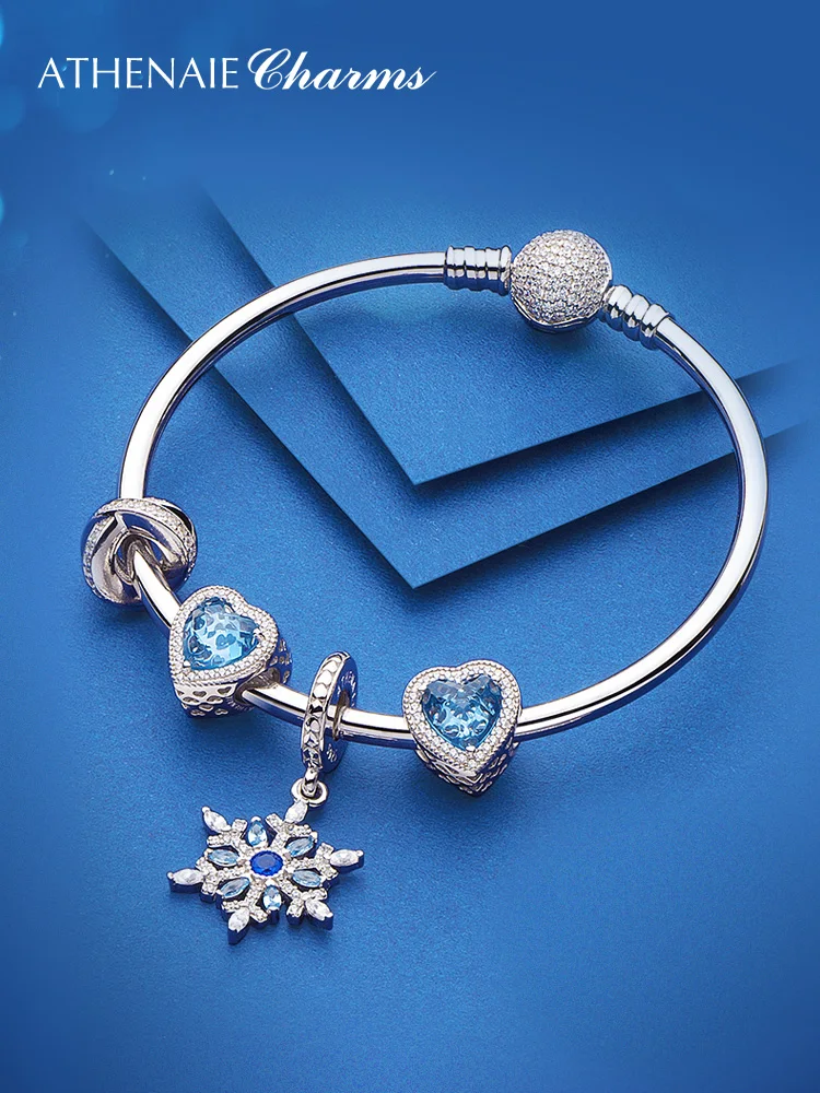 ATHENAIE 925 Sterling Silver with Clear CZ Galaxy Cross Ring Bead Charms for Women Charms Bracelet fit Valentine'Day Girl Gifts