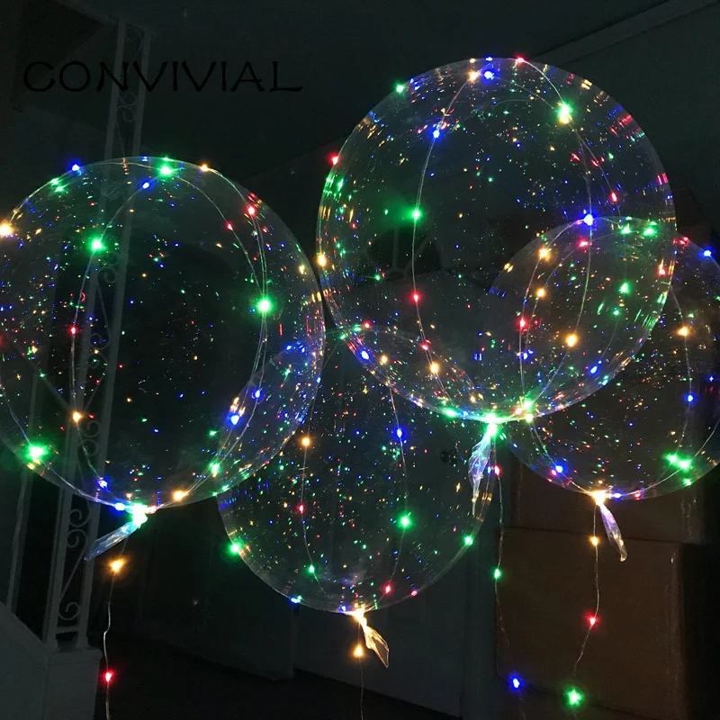 Handle Led Balloons with Stick Luminous Transparent Helium Ballons Wedding Birthday Party Decorations Kids Toy Light Balloon LED