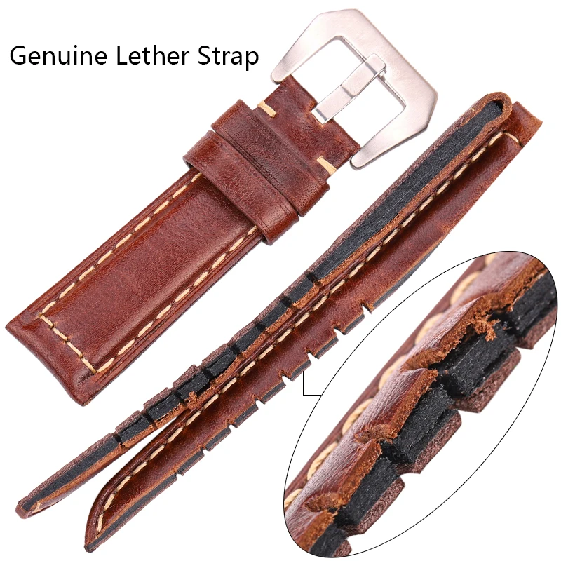 Genuine Leather Watchbadns 20mm 22mm 24mm Dark Brown Woemn Men Cowhide Watch Band Strap Watch Accessories