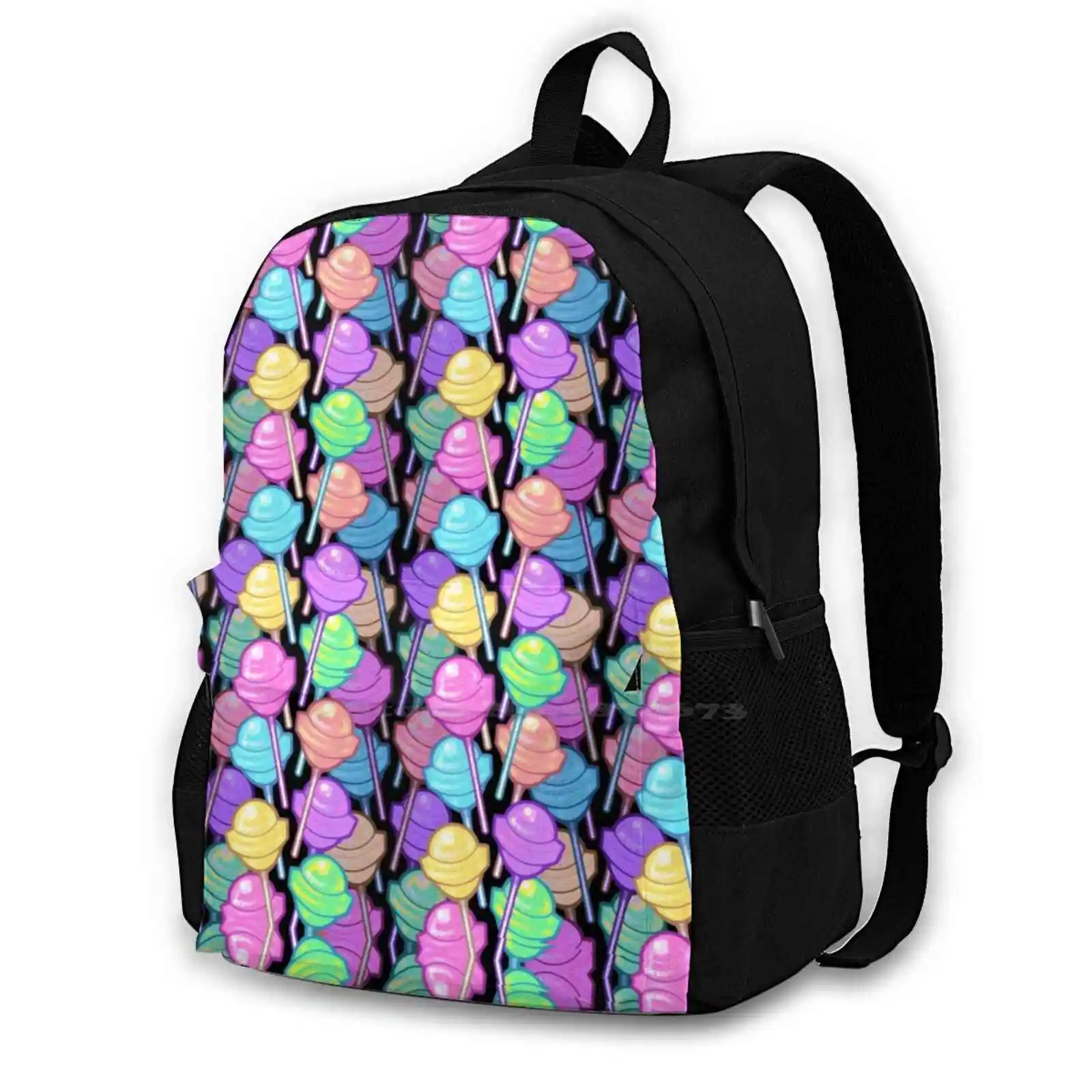 Lolipops-Black Large Capacity School Backpack Laptop Bags Gummybears Candy Sugar Tasty Treats Lollipop Sogood Sweetie