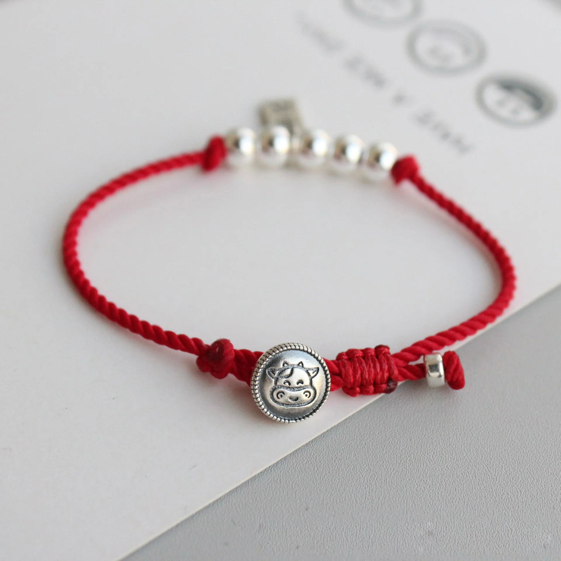 La Monada Zodiac Cow OX Red Thread For Hand 925 Sterling Silver Bracelet Red Thread String Rope Bracelets For Women Silver 925